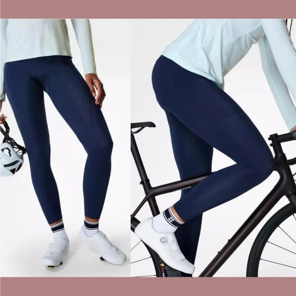 NWT $148 SWEATY BETTY [ Medium ] Velo Padded Pocket Cycling‎ Leggings Blue